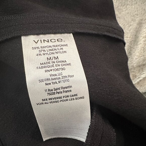 Vince Linen Blend Black Scoop Neck Black Fit and Flare Dress Women's MEDIUM - Picture 6 of 7